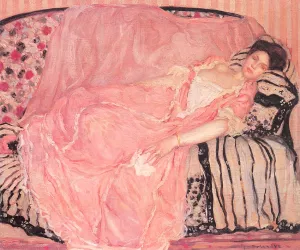 Portrait of Madame Gely On the Couch by Frederick C. Frieseke - Oil Painting Reproduction