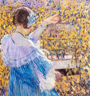 The Birdcage by Frederick C. Frieseke Oil Painting