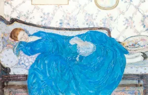 The Blue Gown by Frederick C. Frieseke - Oil Painting Reproduction