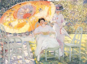The Garden Parasol by Frederick C. Frieseke Oil Painting