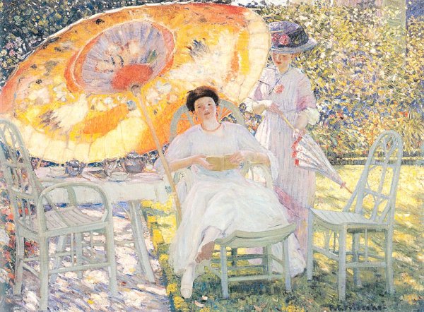 Main Product Photo of The Garden Parasol Painting by Frederick C. Frieseke