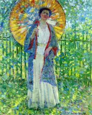 The Japanese Parasol by Frederick C. Frieseke - Oil Painting Reproduction
