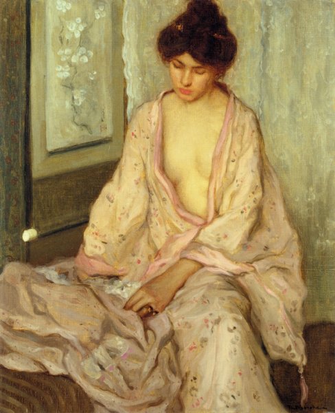 Main Product Photo of The Pink Kimono Painting by Frederick C. Frieseke