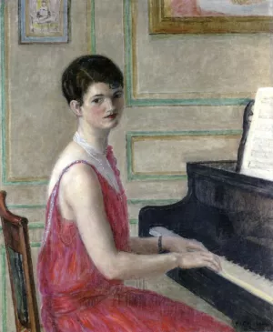 Woman at a Piano by Frederick C. Frieseke - Oil Painting Reproduction