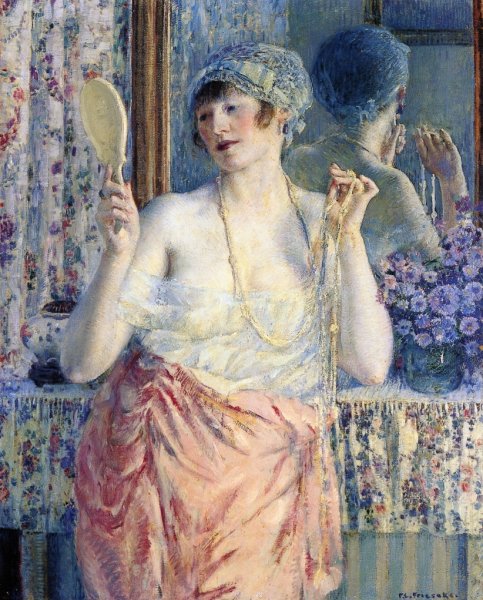 Woman Before a Mirror
 by Frederick C. Frieseke - Hand-Painted Oil Painting Reproduction