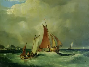 Fishing Boats on an Open Sea by Frederick Calvert - Oil Painting Reproduction