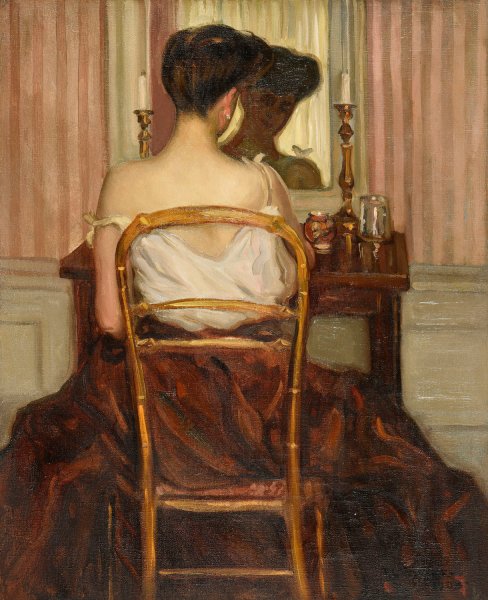 Devant la glace  by Frederick Carl Frieseke - Hand-Painted Oil Painting Reproduction