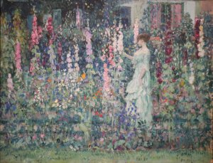 Hollyhocks by Frederick Carl Frieseke Oil Painting
