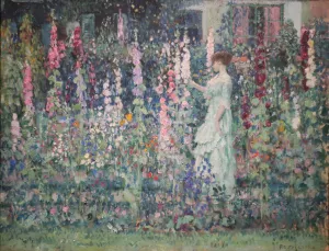 Hollyhocks by Frederick Carl Frieseke Oil Painting