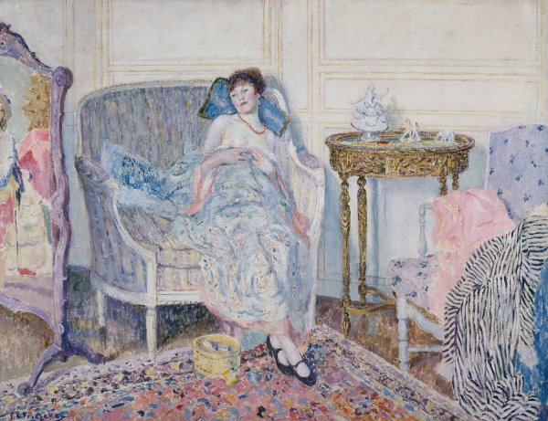 In the Boudoir  by Frederick Carl Frieseke - Hand-Painted Oil Painting Reproduction