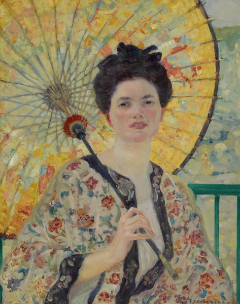 Japanese Parasol  by Frederick Carl Frieseke - Hand-Painted Oil Painting Reproduction