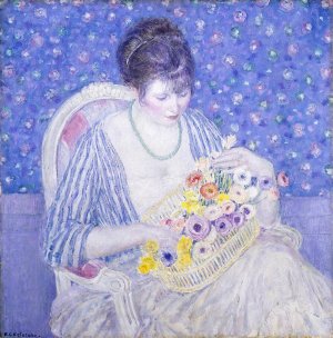 The Basket of Flowers by Frederick Carl Frieseke Oil Painting