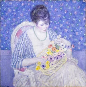 The Basket of Flowers by Frederick Carl Frieseke Oil Painting