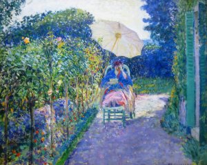 Woman Seated in a Garden by Frederick Carl Frieseke Oil Painting