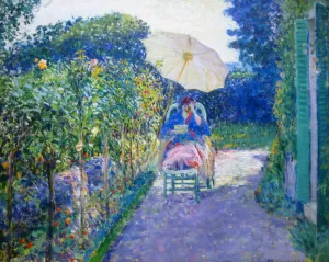 Woman Seated in a Garden by Frederick Carl Frieseke Oil Painting