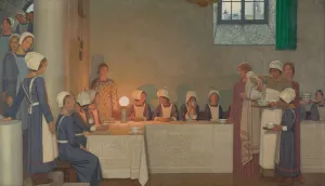 Orphan Girls Entering the Refectory of a Hospital by Frederick Cayley Robinson Oil Painting