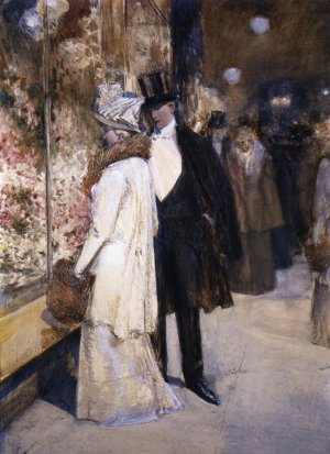 A New Year's Nocturne, New York by Frederick Childe Hassam Oil Painting