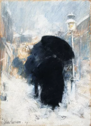 A New York Blizzard painting by Frederick Childe Hassam