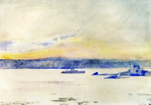 Afterglow, Gloucester Harbor also known as Ten Pound Island Oil painting by Frederick Childe Hassam