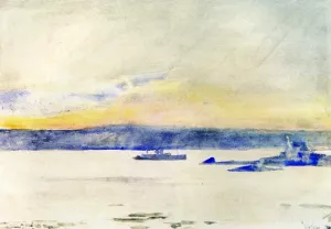 Afterglow, Gloucester Harbor also known as Ten Pound Island by Frederick Childe Hassam Oil Painting