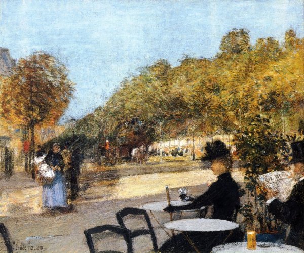 At the Cafe by Frederick Childe Hassam - Hand-Painted Oil Painting Reproduction