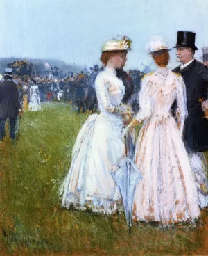 At the Grand Prix in Paris Oil painting by Frederick Childe Hassam