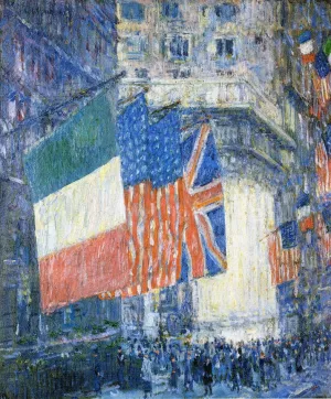 Avenue of the Allies also known as Flags on the Waldorf by Frederick Childe Hassam - Oil Painting Reproduction
