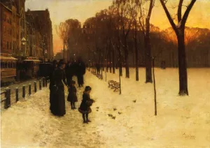 Boston Common at Twilight by Frederick Childe Hassam Oil Painting