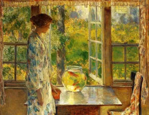 Bowl of Goldfish by Frederick Childe Hassam Oil Painting