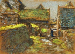 Brittany Barns Oil painting by Frederick Childe Hassam