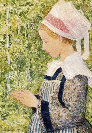Brittany Peasant at The Pardon Oil painting by Frederick Childe Hassam