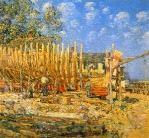Building the Schooner, Provincetown Oil painting by Frederick Childe Hassam