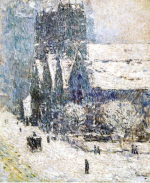 Calvary Church in the Snow by Frederick Childe Hassam - Oil Painting Reproduction