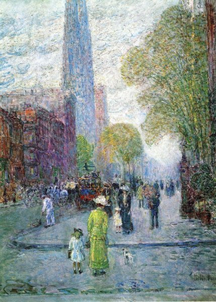Cathedral Spires, Spring Morning by Frederick Childe Hassam - Hand-Painted Oil Painting Reproduction