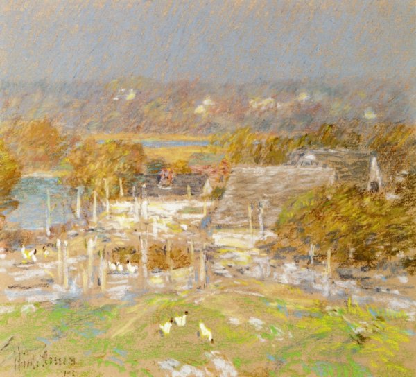 Main Product Photo of Chicken Yard Back of the Holley House Painting by Frederick Childe Hassam