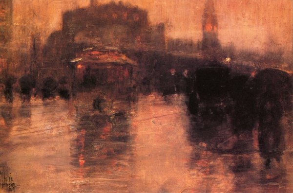 Columbus Avenue, Boston by Frederick Childe Hassam - Hand-Painted Oil Painting Reproduction