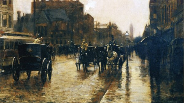 Columbus Avenue Rainy Day by Frederick Childe Hassam - Hand-Painted Oil Painting Reproduction