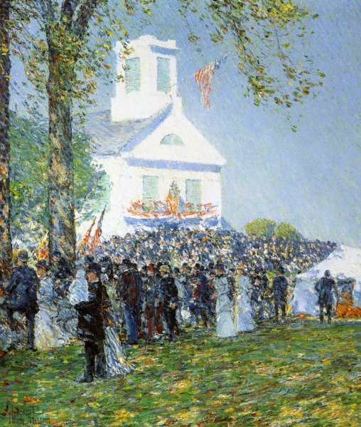 Country Fair, New England also known as Harvest Celebration in a New England Village by Frederick Childe Hassam - Hand-Painted Oil Painting Reproduction