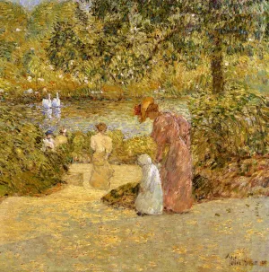 Descending the Steps, Central Park by Frederick Childe Hassam - Oil Painting Reproduction