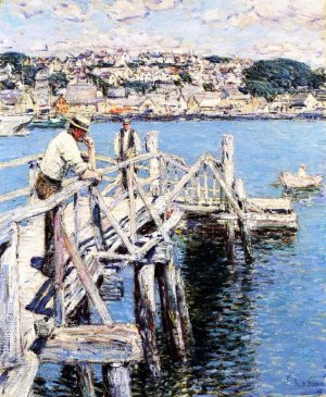 Dock Scene, Gloucester by Frederick Childe Hassam Oil Painting
