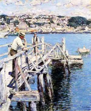 Dock Scene, Gloucester by Frederick Childe Hassam - Oil Painting Reproduction
