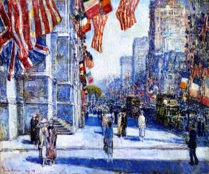 Early Morning on the Avenue in May by Frederick Childe Hassam Oil Painting