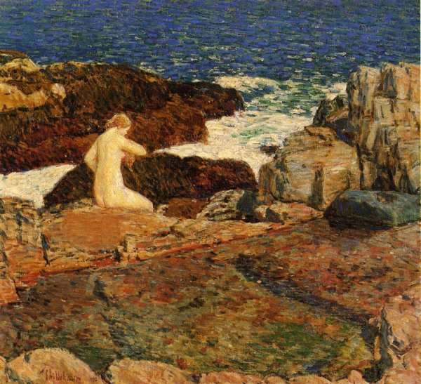 East Headland Pool by Frederick Childe Hassam - Hand-Painted Oil Painting Reproduction