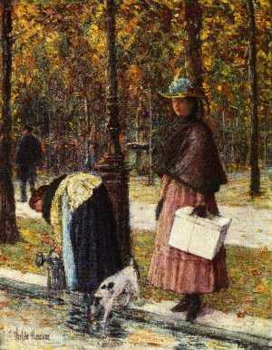 Evening, Champs-Elysees also known as Pres du Louvre by Frederick Childe Hassam Oil Painting