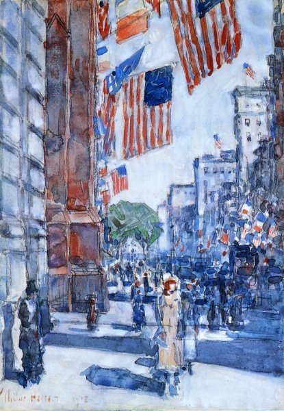 Main Product Photo of Flags, Fifth Avenue Painting by Frederick Childe Hassam