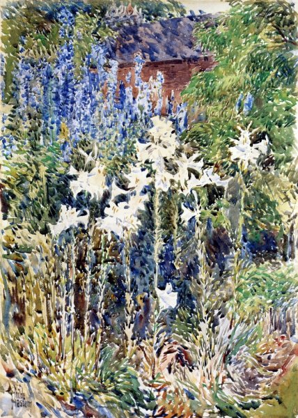 Flower Garden by Frederick Childe Hassam - Hand-Painted Oil Painting Reproduction