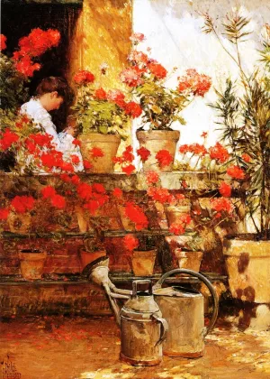 Geraniums by Frederick Childe Hassam Oil Painting