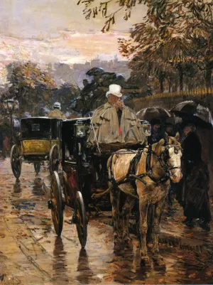 Hackney Carriage Rue Bonaparte also known as Fiacre Rue Bonaparte by Frederick Childe Hassam Oil Painting