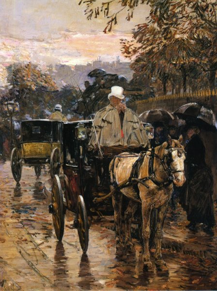 Hackney Carriage Rue Bonaparte also known as Fiacre Rue Bonaparte by Frederick Childe Hassam - Hand-Painted Oil Painting Reproduction