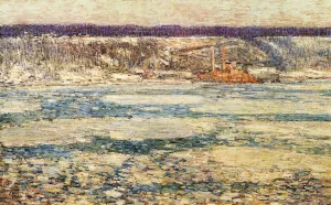 Ice on the Hudson by Frederick Childe Hassam - Oil Painting Reproduction